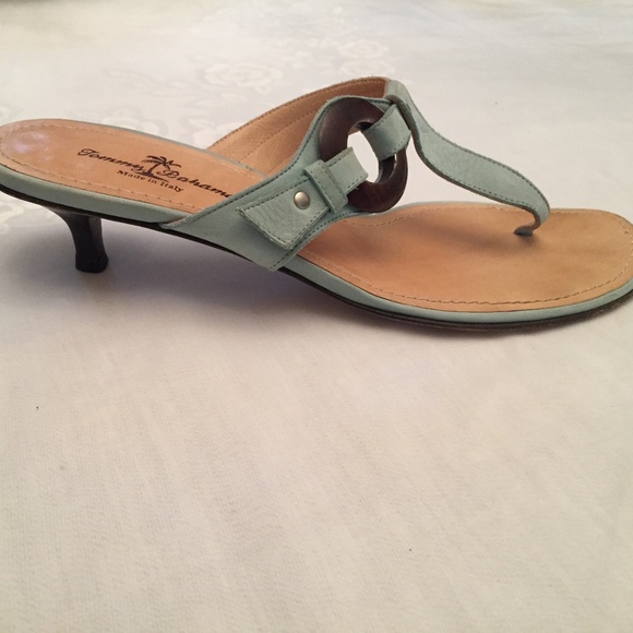 Tommy Bahama Shoes - Tommy Bahama Teal Leather Kitten Heel Sandals